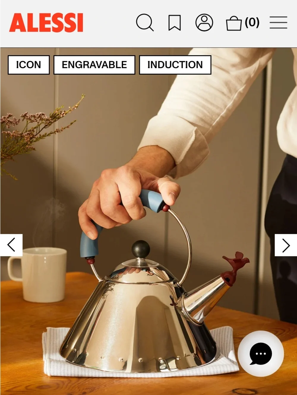 Alesia Blue-Handled Stainless Steel Whistling Tea Kettle